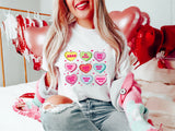 Valentine Hearts Sweatshirt, Valentine's Day T-Shirt, Conversation Hearts Tee