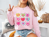 Valentine Hearts Sweatshirt, Valentine's Day T-Shirt, Conversation Hearts Tee