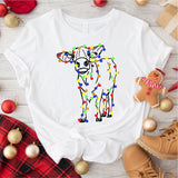 Cow and Christmas Lights Sweatshirt, Christmas Sweatshirt