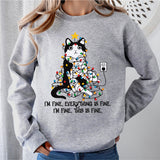 It's Fine I'm Fine Everything Is Fine Christmas Cat Shirt