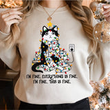 It's Fine I'm Fine Everything Is Fine Christmas Cat Shirt