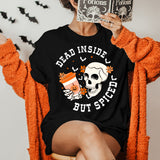 Dead Inside But Spiced Sweatshirt, Halloween Skull Tees