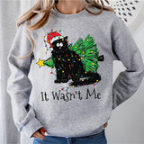 It Wasn't Me Cat Sweatshirt, Christmas Black Cat Sweatshirt