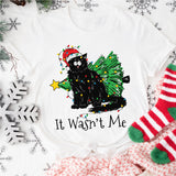 It Wasn't Me Cat Sweatshirt, Christmas Black Cat Sweatshirt