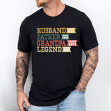 Husband Father Grandpa Legend Shirt, Grandfather Custom Dates Tees