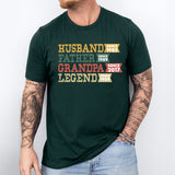 Husband Father Grandpa Legend Shirt, Grandfather Custom Dates Tees