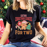 Eating Christmas Cookies For Two Shirt, Pregnant Xmas Shirt