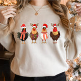 Christmas Chickens Sweatshirt, Christmas Farm Animals Shirts