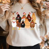 Christmas Farm Animals Shirts, Christmas Chickens Sweatshirt