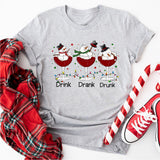 Snowman Drink Drank Drunk Shirt, Merry Christmas Funny Shirt