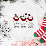 Snowman Drink Drank Drunk Shirt, Merry Christmas Funny Shirt