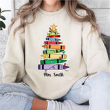 Custom Name Crayon Tree Christmas Shirt