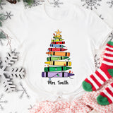 Custom Name Crayon Tree Christmas Shirt