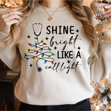 Shine Bright Like A Call Light Shirt, Stethoscope Christmas Tree Shirt