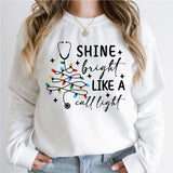 Shine Bright Like A Call Light Shirt, Stethoscope Christmas Tree Shirt