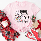 Shine Bright Like A Call Light Shirt, Stethoscope Christmas Tree Shirt