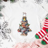 Book Christmas Tree T-Shirt, Book Lover Christmas Gift Shirt, Christmas Book Lover Shirt