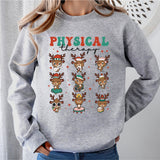 Physical Therapy Cute Deer Sweatshirt, Santa Deer T-Shirt, PT Physical Therapy Gift Therapist Month T-Shirt