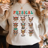 Physical Therapy Cute Deer Sweatshirt, Santa Deer T-Shirt, PT Physical Therapy Gift Therapist Month T-Shirt