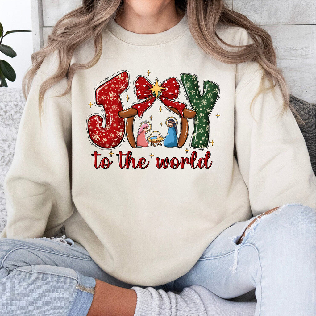 Joy To The World Crèche De Noël Chrétienne - Sweatshirt Festif Illustration Crèche