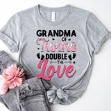 Grandma Of Twins Double The Love Shirt, Grandparents Day Shirt