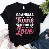 Grandma Of Twins Double The Love Shirt, Grandparents Day Shirt