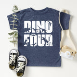 Dino Four T-Shirt, 4'th Birthday Shirt, Fourth Birthday Tee, Birthday Boy Shirt - Nesta Tees