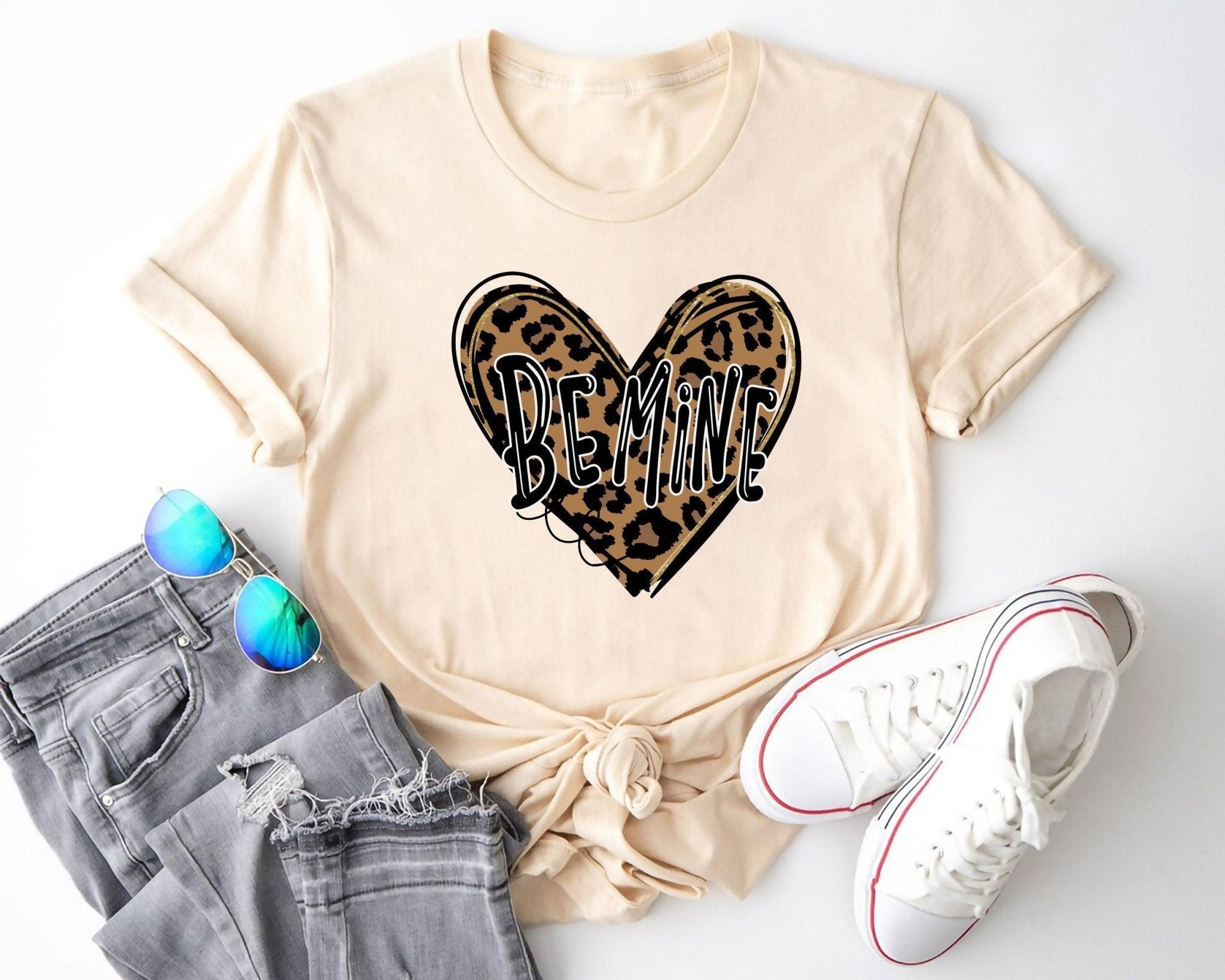 Be Mine Valentine Shirt, Valentine Heart Shirt, Valentines Party Shirt, Honeymoon Shirt, Leopard Heart Valentine’s Day Shirt - Nesta Tees