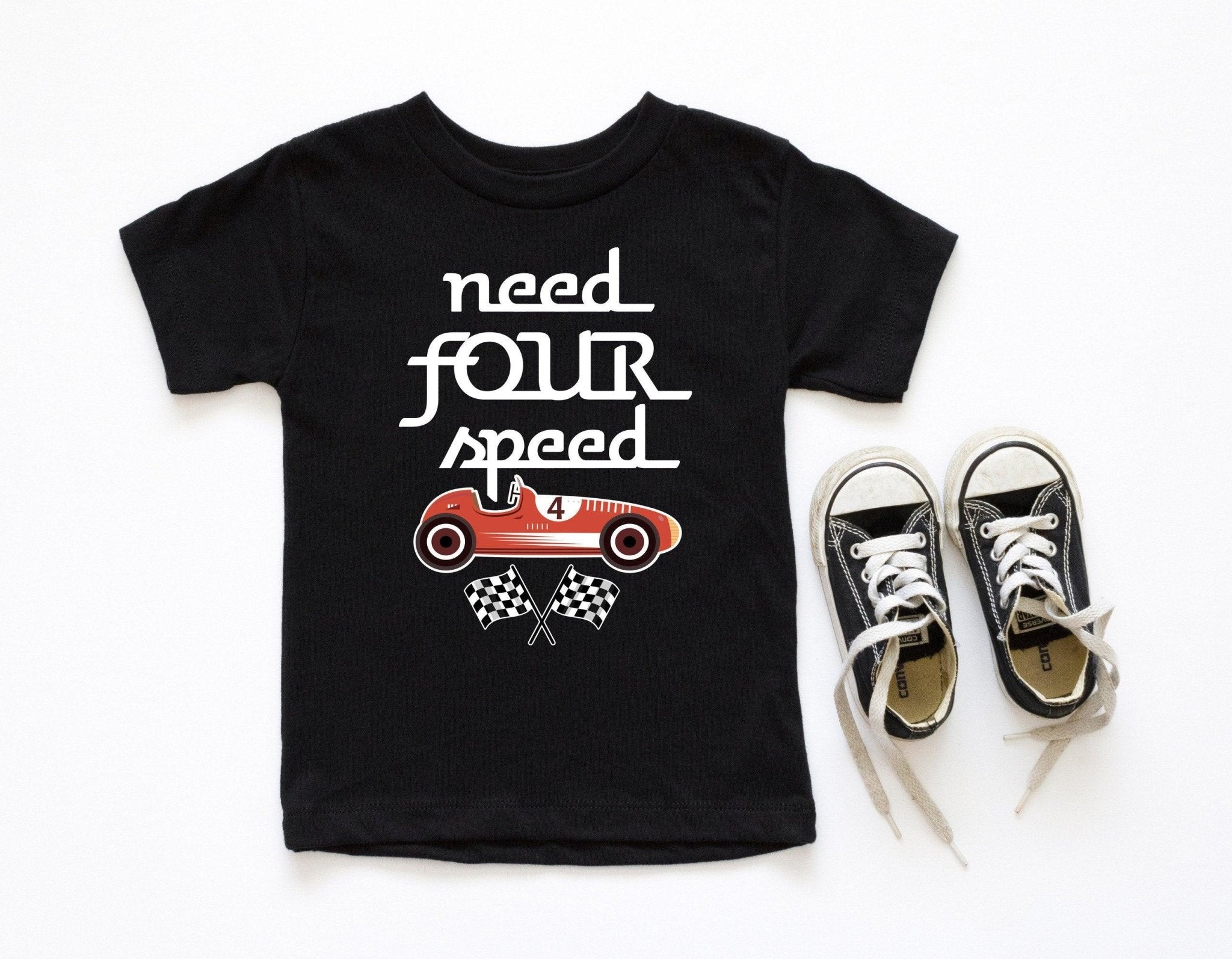 Car Race Birthday T-Shirt, Need four Speed Birthday Tees, 4'th Birthday Shirt, Birthday Boy Tee - Nesta Tees