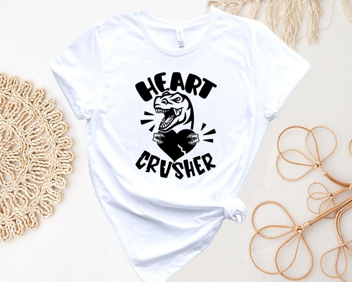 Heart Crusher Valentines Day Shirt, Cute Dinosaur Valentines day Shirt, Happy Valentines Day Shirt, Dinosaur Valentine 2024 - Nesta Tees