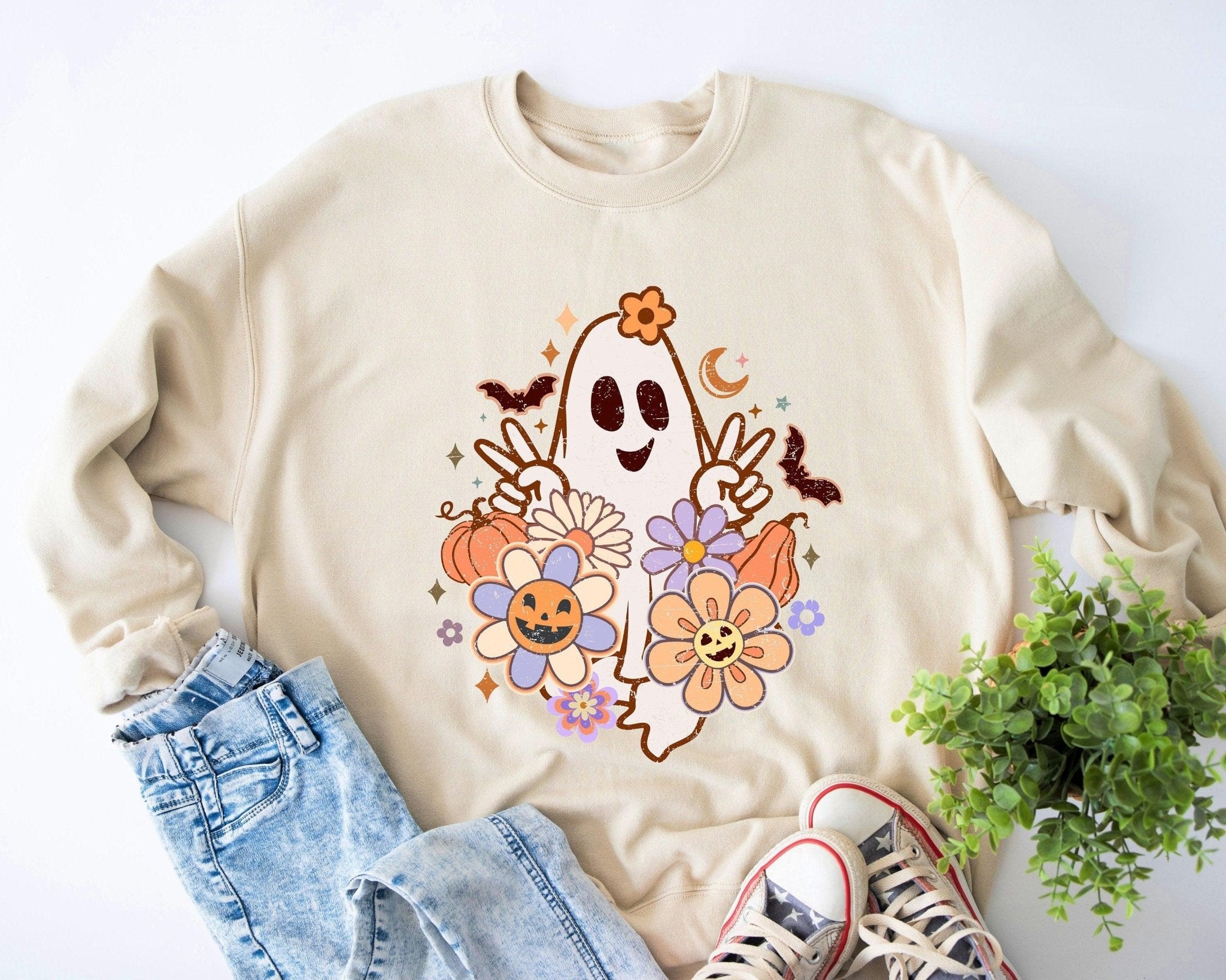 Halloween Ghost Shirt, Pumpkin Hoodie, Fall Sweatshirt, Skeleton Shirt, Halloween Party Shirt, Spooky Season Shirt, Witchy Shirt - Nesta Tees