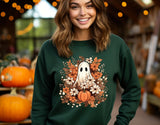 Halloween Ghost Sweatshirt, Spooky Season Shirt, Halloween Boo Shirt, Spooky Vibes Shirt, Autumn Ghost Season Shirt, Halloween Leaves Tee - Nesta Tees