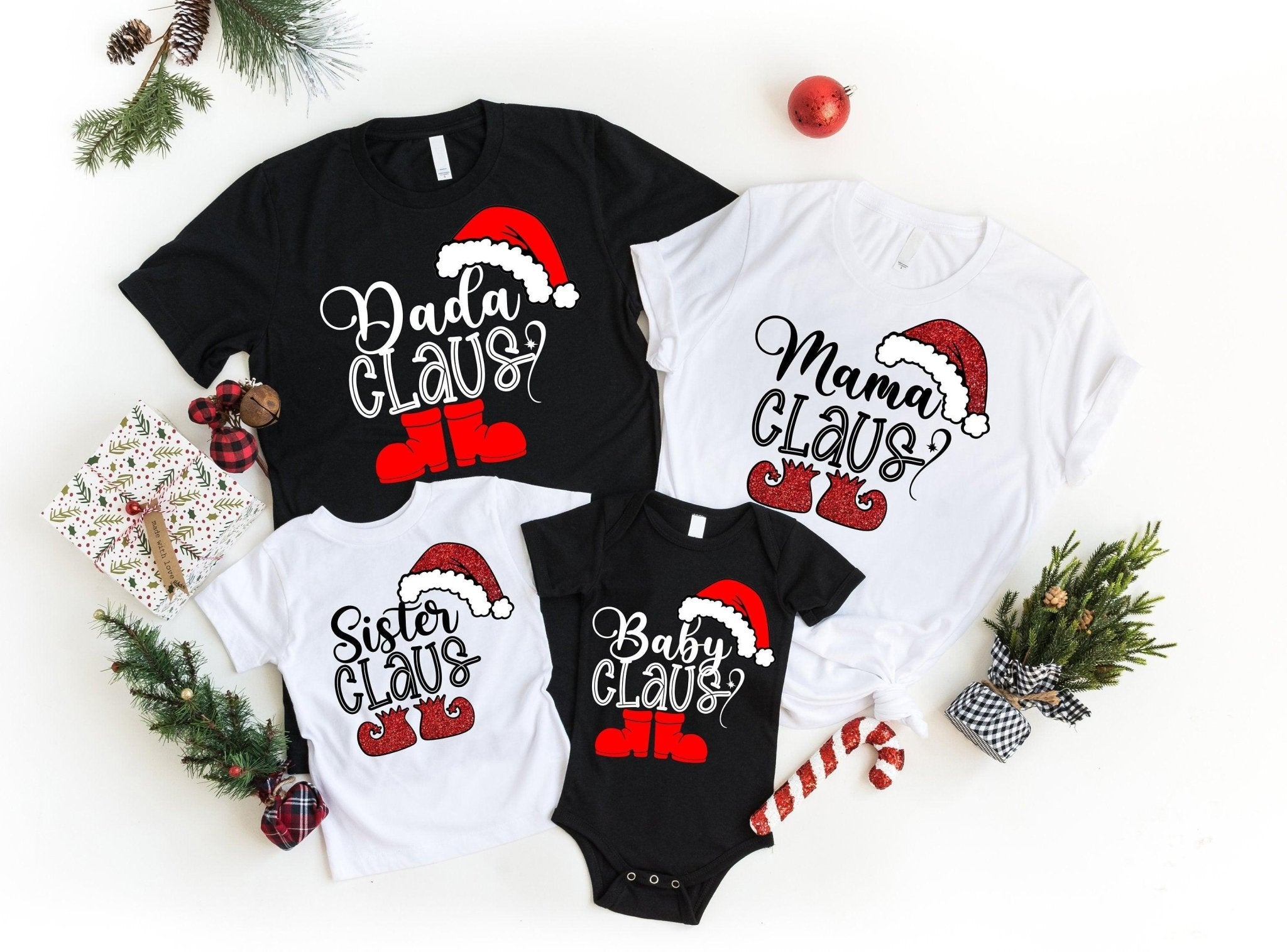 Family Christmas Shirts, Mama Claus Tee, Dada Claus Shirt - Nesta Tees