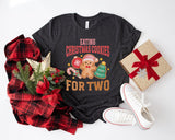 Eating Christmas Cookies For Two, Christmas Pregnancy Announcement Tee, Future Mom Christmas Tee - Nesta Tees