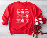 God Says I Am Valentines Shirt, Christian Valentine&#39;s Day Sweatshirt, Religious Saying Valentine Shirts, Self Love Clothing Hoodie, Love Tee - Nesta Tees