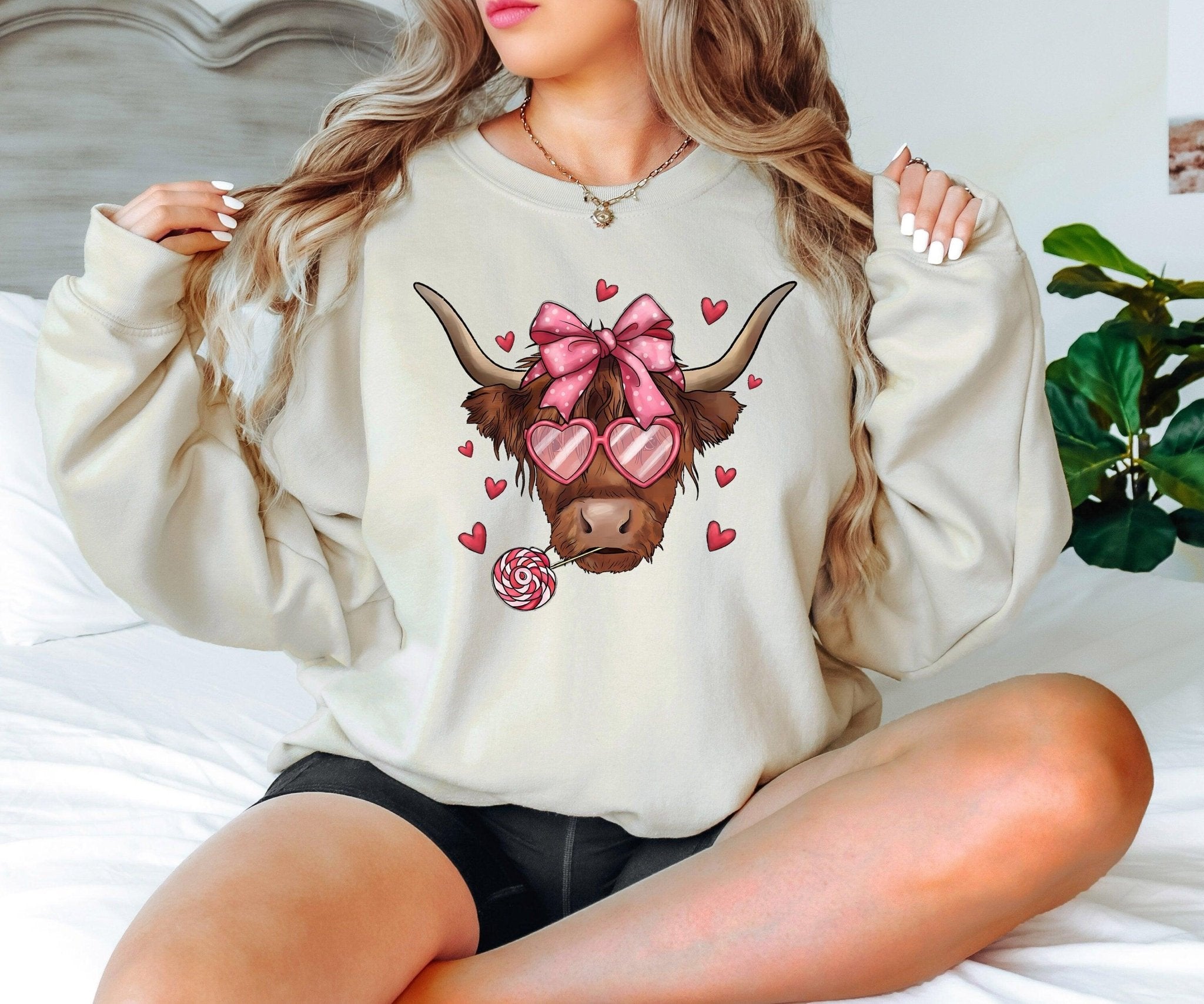 Happy Valentine's Day Cow Heart Sweatshirt - Nesta Tees