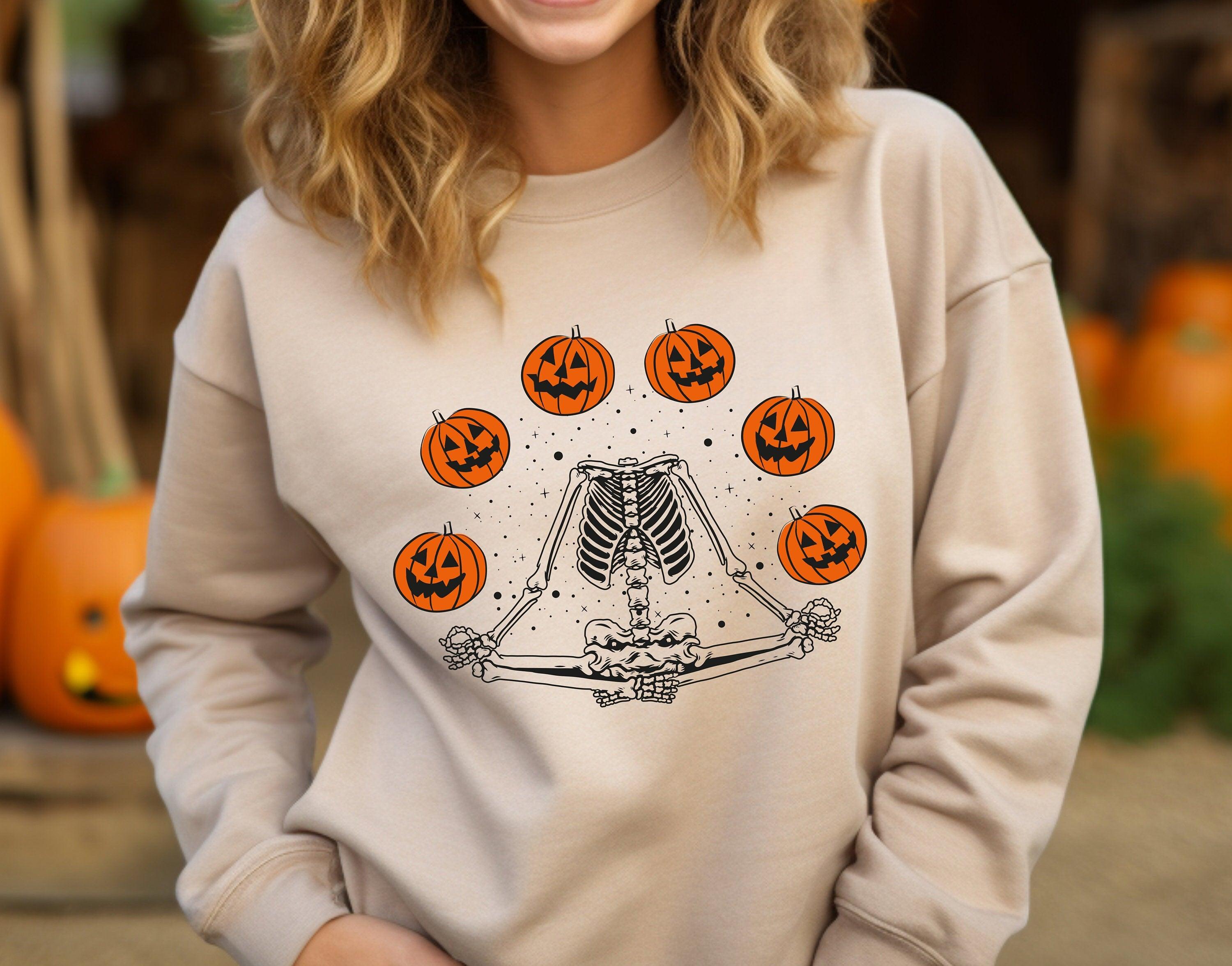 Pumpkin Halloween Sweatshirt, Skeleton Halloween Shirt, Pumpkin Shirt, Halloween Shirt, Autumn Shirt, Pumpkin Farm Shirt ,Pumpkin Patch - Nesta Tees