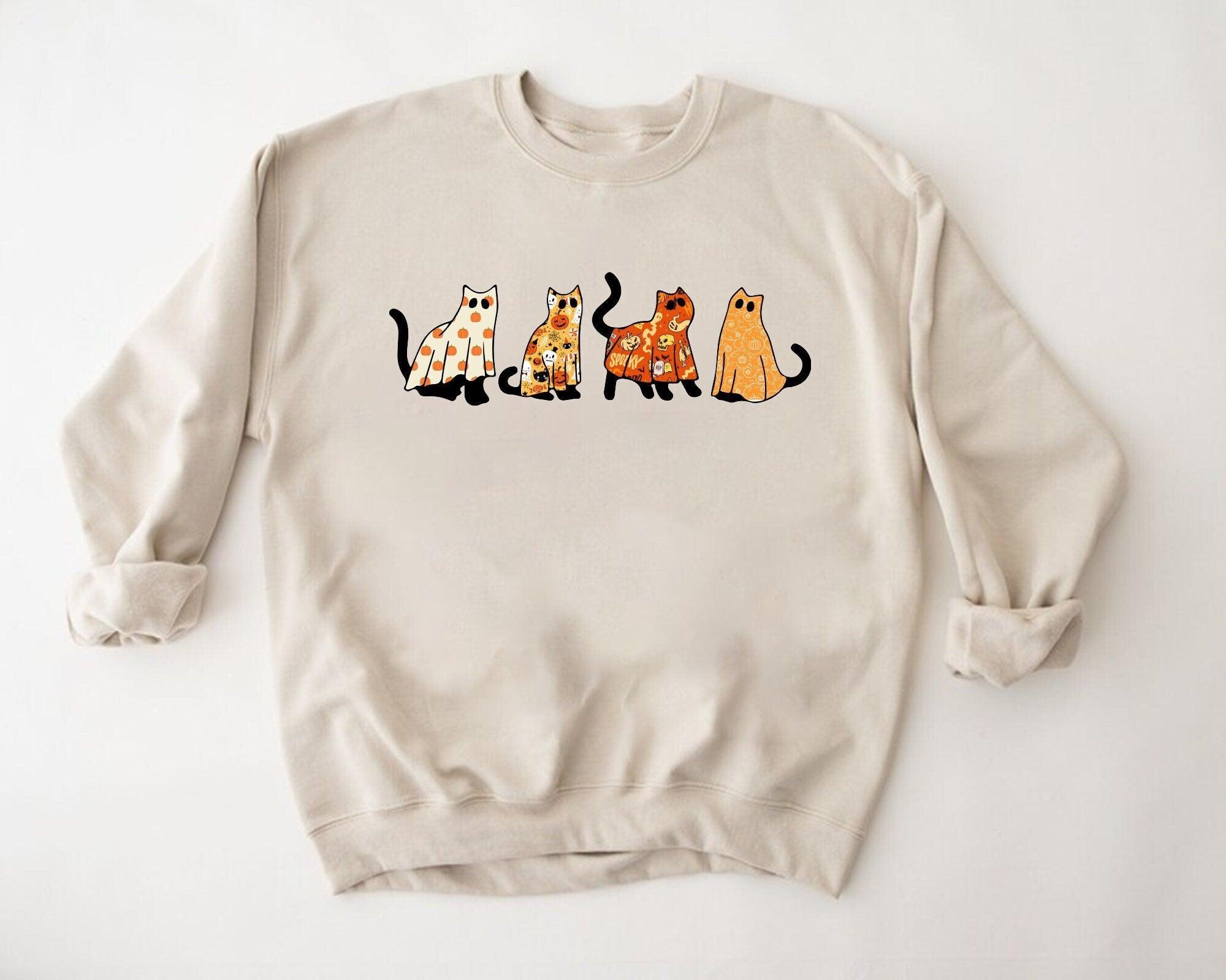 Halloween Cat Sweatshirt, Pumpkin Hoodie, Fall Sweatshirt, Halloween Party Hoodie, Spooky Vibes, Spooky Shirt, Tis The Season Shirt - Nesta Tees