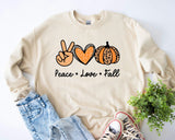 Peace Love Fall T-Shirt, Thanksgiving Shirt, Pumpkin Spice Tee, Fall Shirt, Autumn Shirt - Nesta Tees