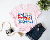 Merry Happy Chrismukkah Shirt, Shine and Bright Like a Menorah, Hanukkah Shirt, Chanukah Shirt, Festival of Lights, Jewish Celebration - Nesta Tees