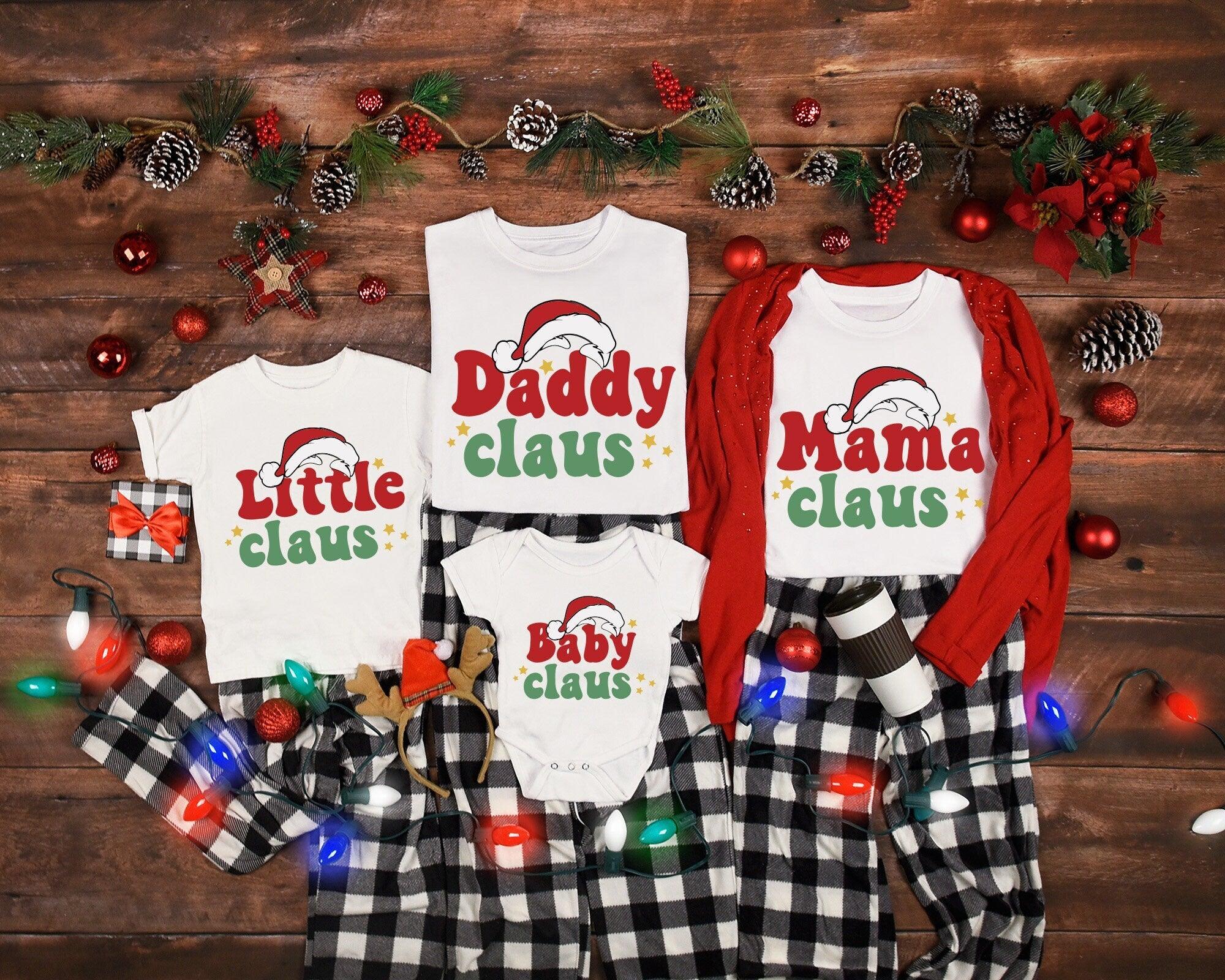 Mama Claus T-Shirt, Dada Claus Shirt, Baby Claus Tee, Christmas Family Matching Shirts - Nesta Tees