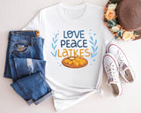 Love Peace Latkes Shirt, Happy Hanukkah Shirt, Shine and Bright Like a Menorah, Chanukah Shirt, Festival of Lights, Jewish Celebration - Nesta Tees